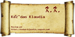 Kádas Klaudia névjegykártya